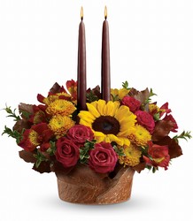 Teleflora's Sunny Thanksgiving Centerpiece from Schultz Florists, flower delivery in Chicago